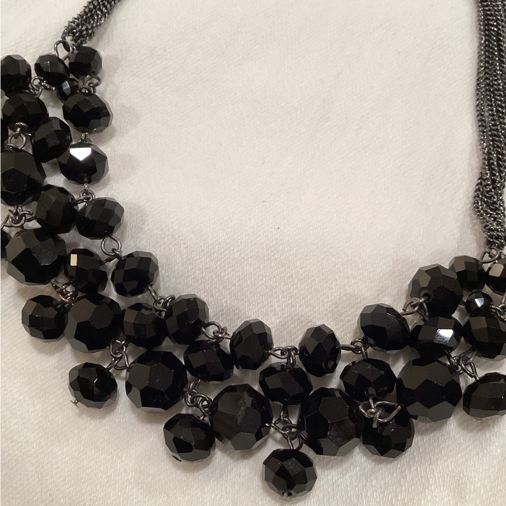 Kenneth Cole Multi Strand Black Beaded Necklace (gunmetal chains) - Picture 4 of 4